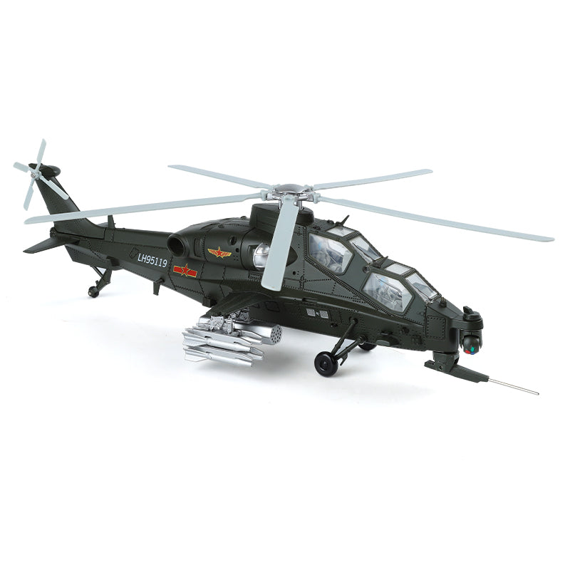 QiYi 1:48 Licensed CAIC Z-10 Attack Helicopter Die-Cast Alloy Model - Official Military Helicopter with Coasting Action, Removable Missiles & Rotor Blades