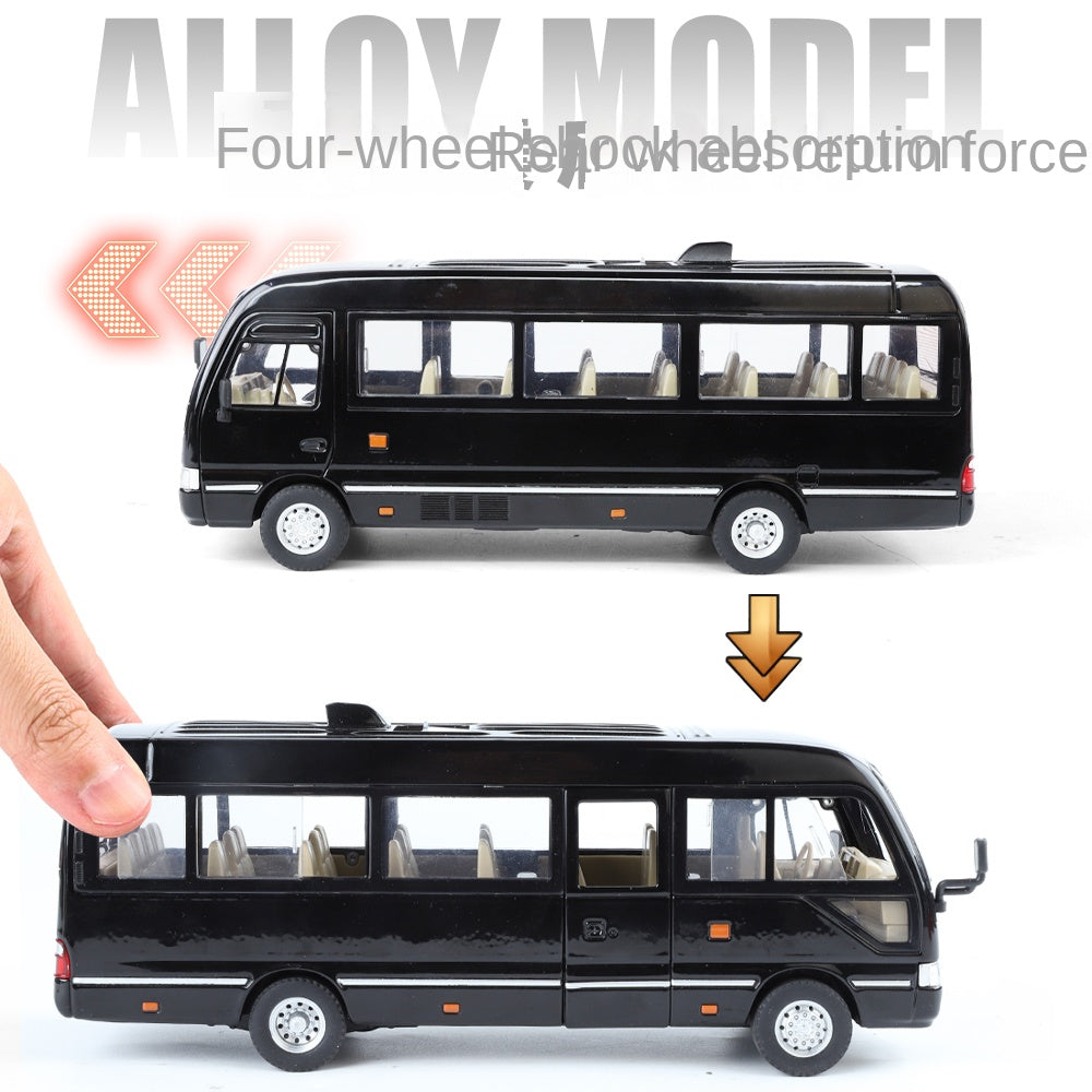 XHD 1:24 Die-Cast Alloy Model - Compatible with Toyota Coaster - Classic Minibus with Opening Doors, Sound & Light, Pull-Back Action, Shock Absorption & Steering