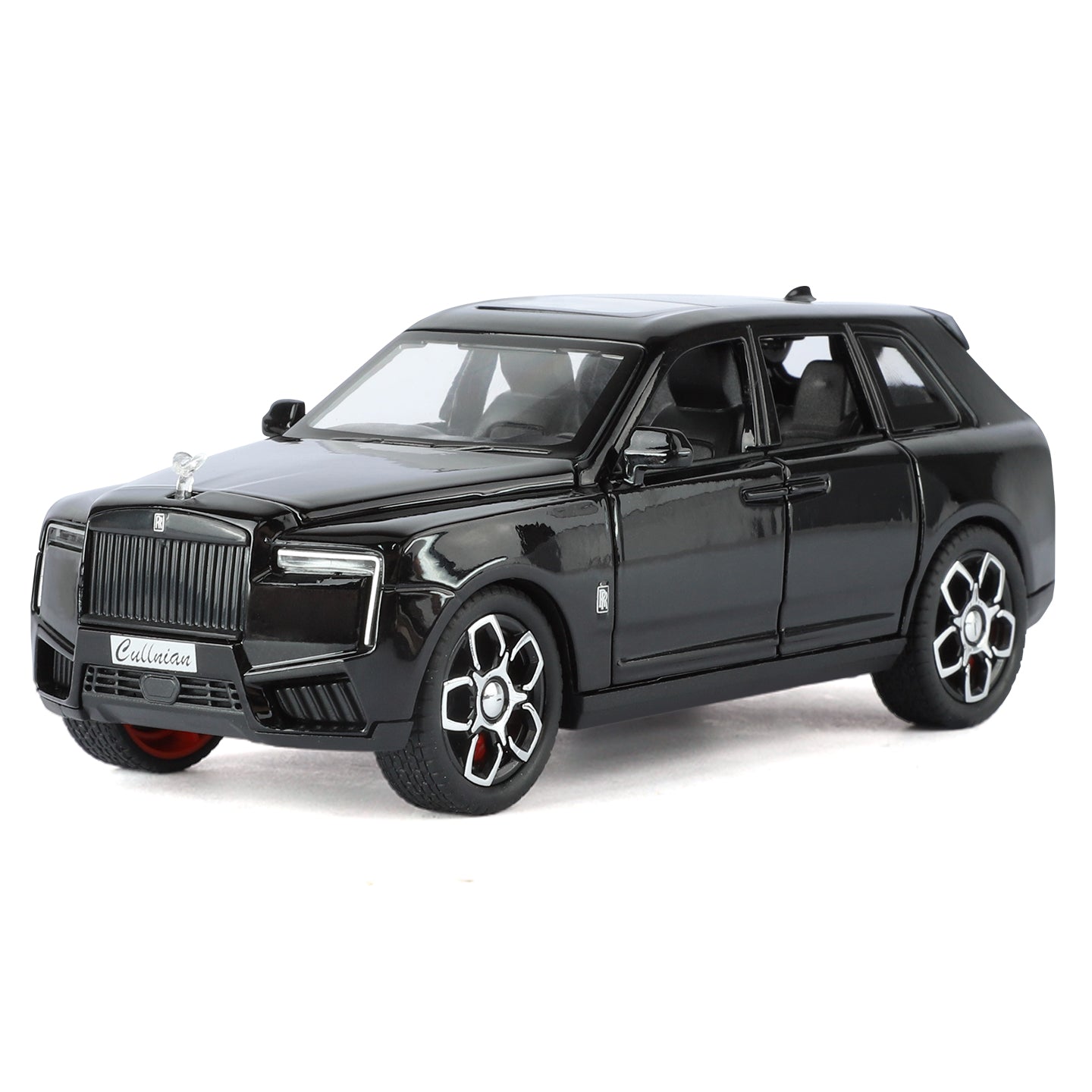 Juguete modelo Jinglifang de aleación fundida a presión a escala 1:32 compatible con Rolls-Royce Cullinan. Puertas que se abren, sonido e iluminación, función de retroceso con paraguas. Colección SUV de lujo.