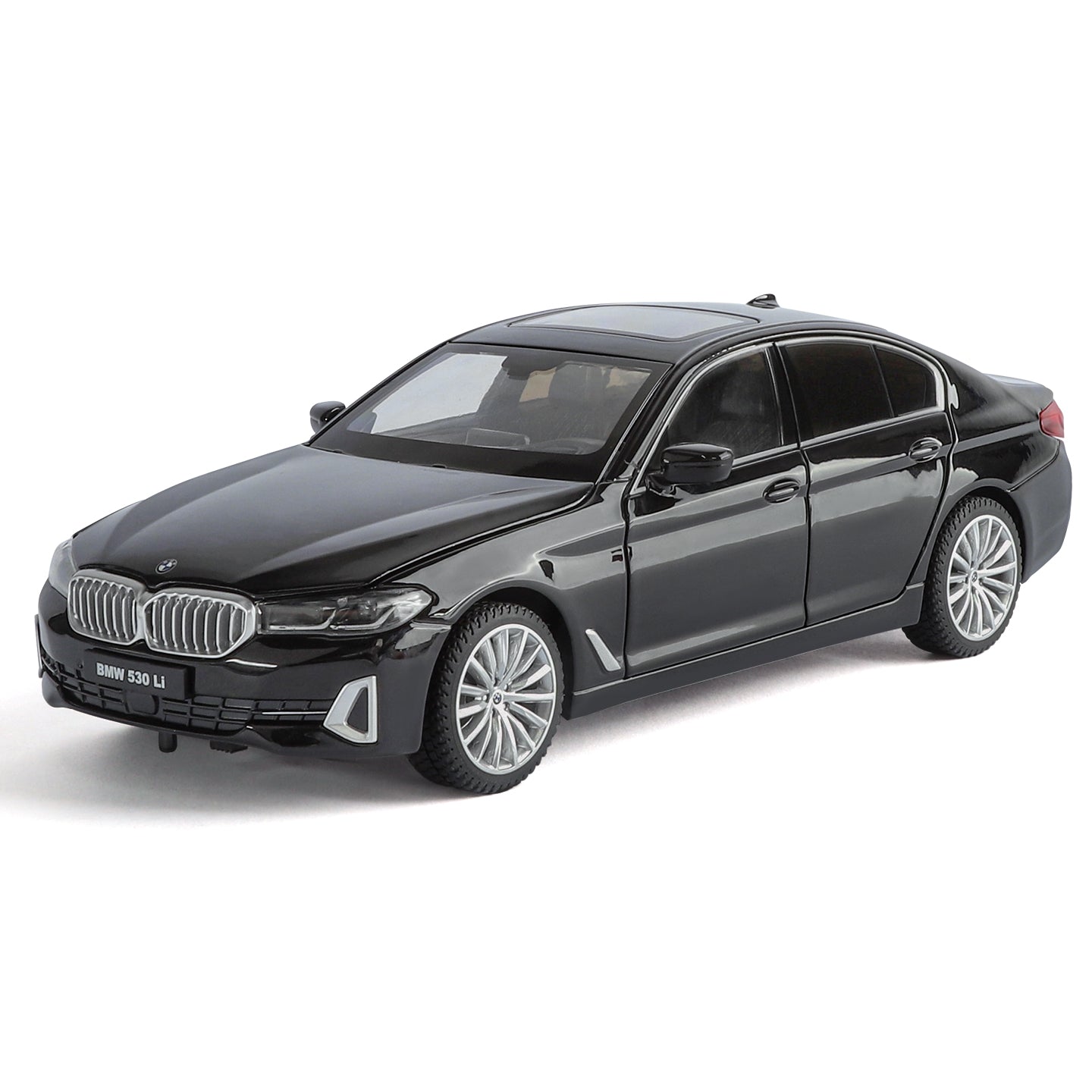 Black Mamba 1:24 Scale Licensed BMW 530Li Die-Cast Alloy Model Toy - Opening Doors, Sound & Light, Pull-Back Function, Shock Absorption, Steering, Horn & Adjustable Seats - Luxury Sedan Collection