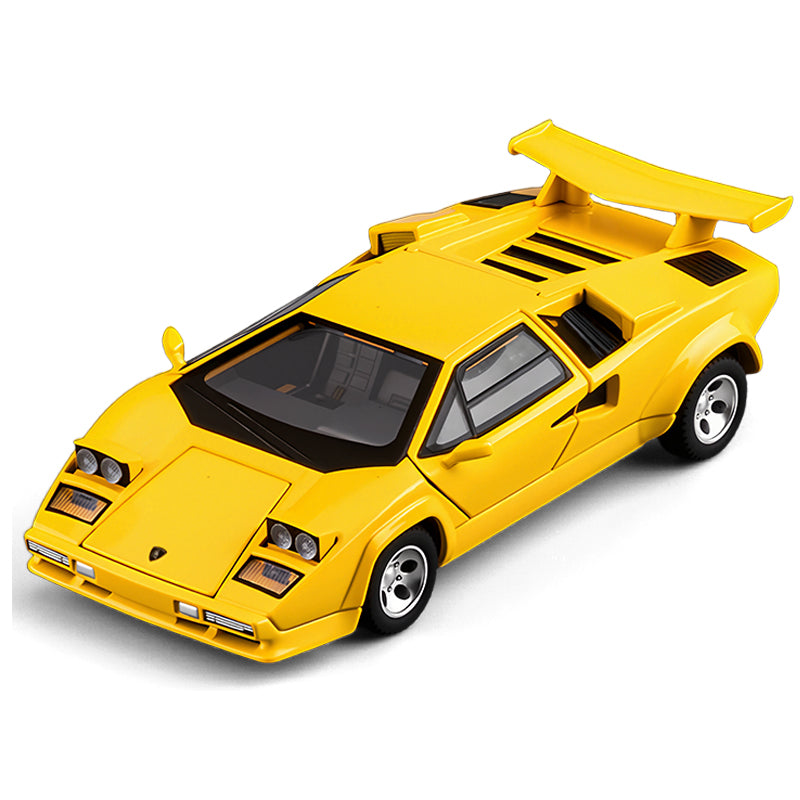 XHD 1:32 Scale Die-Cast Alloy Model Toy Compatible with Lamborghini Countach LP500 S - Pop-Up Headlights, Opening Doors, Sound & Light, Pull-Back Function & Shock Absorption - Classic Supercar Collection