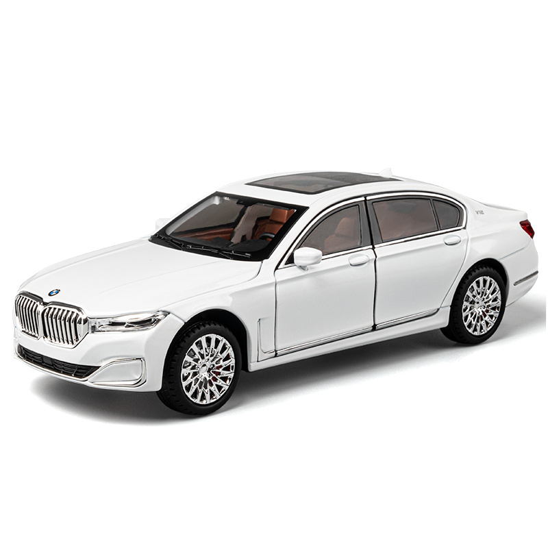 Chezhi 1:24 Scale Die-Cast Alloy Model Toy Compatible with BMW 760Li - Opening Doors, Sound & Light, Pull-Back Function, Shock Absorption, Steering, Horn, Removable Fuel Cap & Foldable Mirrors - Luxury Sedan Collection