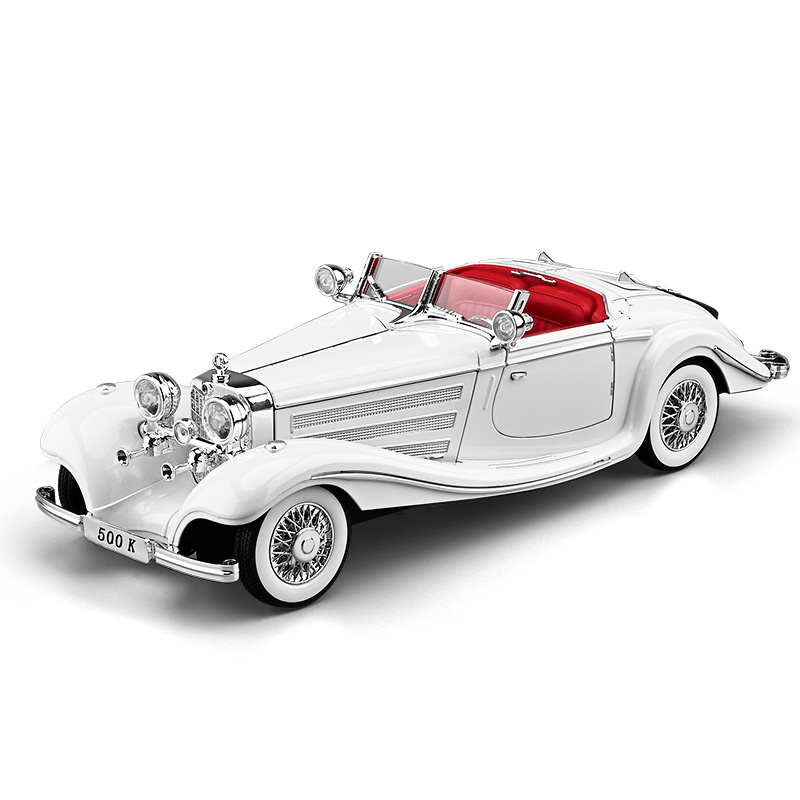 Chezhi 1:18 Scale Die-Cast Alloy Model Toy Compatible with Mercedes-Benz 500K - Opening Doors, Sound & Light, Pull-Back Function, Shock Absorption, Steering & Horn - Classic Vintage Car Collection