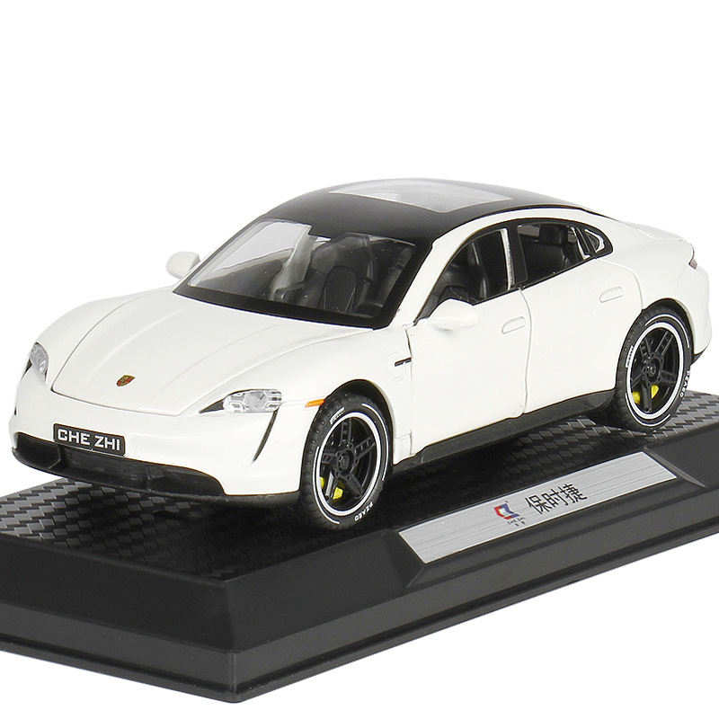 Chezhi 1:32 Scale Die-Cast Alloy Model Toy Compatible with Porsche Taycan - Opening Doors, Sound & Light, Pull-Back Function - Electric Sports Car Collection