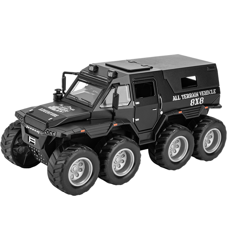 MINIAUTO 1:32 Scale Die-Cast Alloy Model Toy Compatible with Conqueror Shaman 8x8 - Opening Doors, Sound & Light, Pull-Back Function & Shock Absorption - Extreme Off-Road Collection