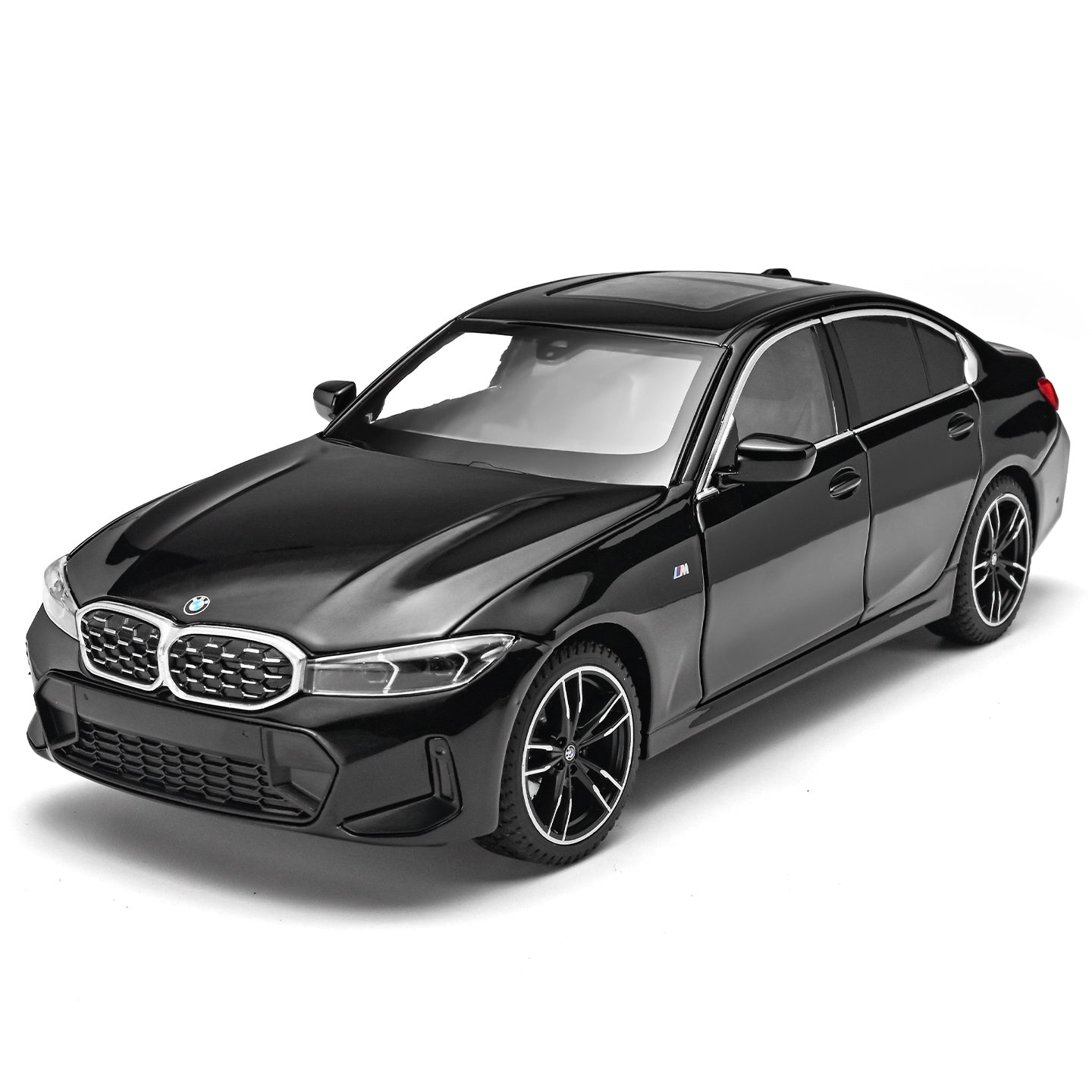 Black Mamba 1:24 Scale Licensed BMW 325Li Die-Cast Alloy Model Toy - Opening Doors, Sound & Light, Pull-Back Function, Shock Absorption, Steering, Horn & Adjustable Seats - Luxury Sedan Collection