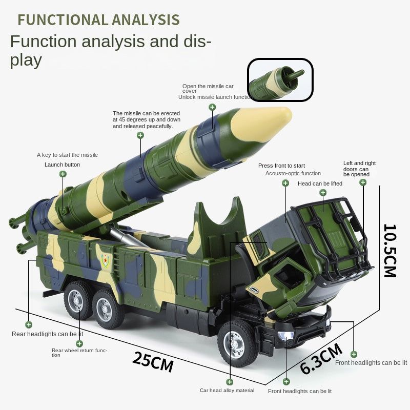 XHD 1:35 Scale Dongfeng-21D Anti-Ship Ballistic Missile Launch Vehicle Die-Cast Alloy Model Toy - Ejectable & Elevating Missile, Opening Doors, Sound & Light, Pull-Back Function - Strategic Missile Collection