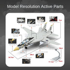 Chezhi F-14 Tomcat Die-Cast Alloy Fighter Model Toy with Display Stand - Ejectable Missiles, Sound & Light, Pull-Back Function - Military Aircraft Collection