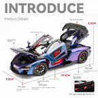 Chezhi 1:24 Die-Cast Alloy Model - Compatible with McLaren Senna - Track-Focused Hypercar with Opening Doors, Sound & Light, Pull-Back Action, Shock Absorption & Steering
