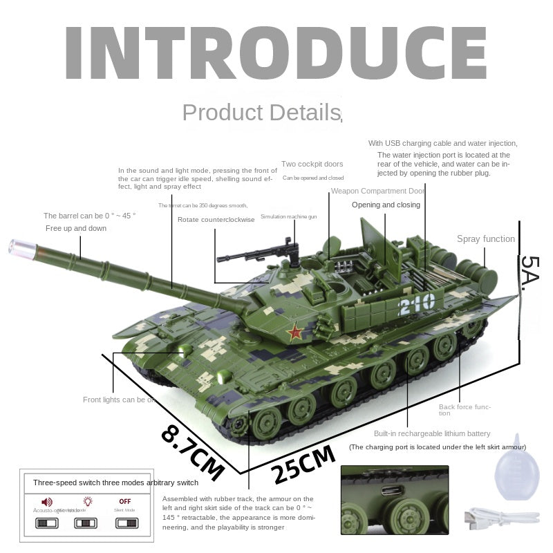 XHD 1:35 Scale Type 99A Main Battle Tank Die-Cast Alloy Model Toy - Smoke Effect, Opening Hatches, Sound & Light, Pull-Back Function - Modern Armor Collection
