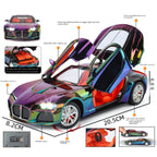 XHD 1:24 Scale Chrome Edition Die-Cast Alloy Model Toy Compatible with Bugatti Atlantic - Opening Doors, Sound & Light, Pull-Back Function, Shock Absorption, Steering, Horn with Mini Luggage Set - Classic Car Collection