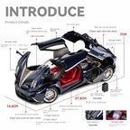 Chezhi 1:18 Scale Die-Cast Alloy Model Toy Compatible with Pagani Zonda C12 - Opening Doors, Sound & Light, Pull-Back Function, Shock Absorption, Steering & Horn - Supercar Collection
