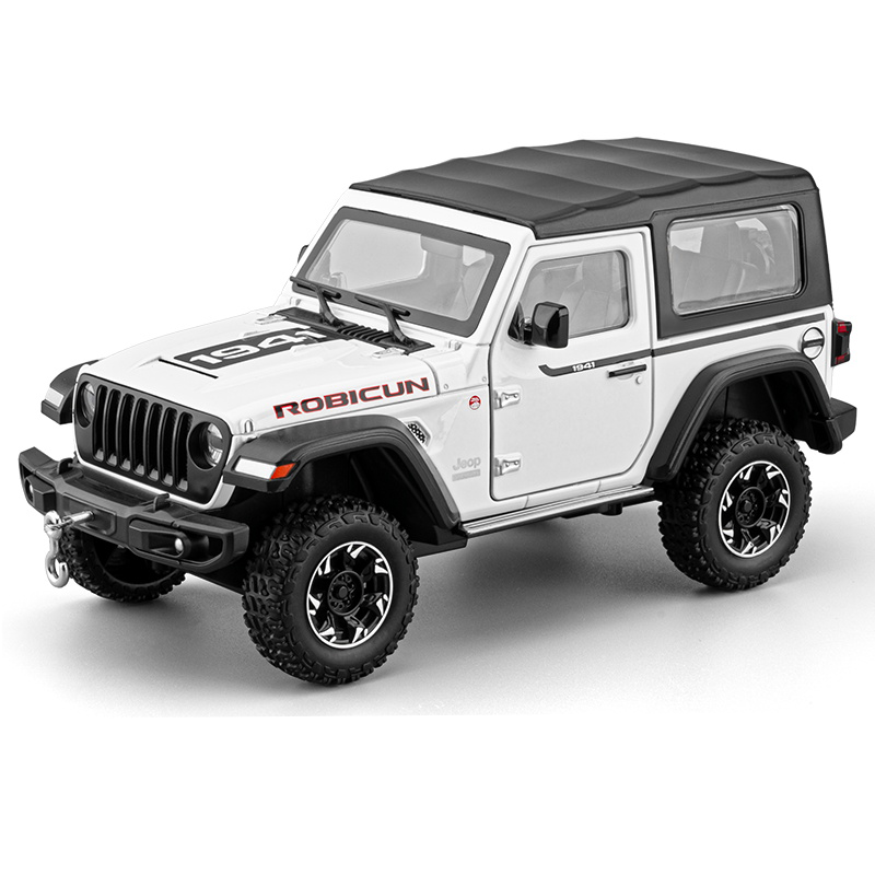 Chezhi 1:24 Die-Cast Alloy Model - Compatible with Jeep Wrangler Off-Roader - Feature-Packed with Removable Roof, Extendable Winch, Opening Doors, Realistic Sound & Light, Pull-Back Action, Shock Absorption & Steering
