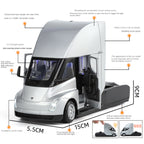 XHD 1:32 Die-Cast Alloy Model - Compatible with Tesla Semi - Electric Class 8 Truck with Opening Doors, Sound & Light, Pull-Back Action, Shock Absorption & Steering