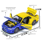 Chimei 1:32 Scale Die-Cast Alloy Model Toy Compatible with Nissan Skyline GT-R R34 - Opening Doors, Sound & Light, Pull-Back Function & Shock Absorption - JDM Sports Car Collection