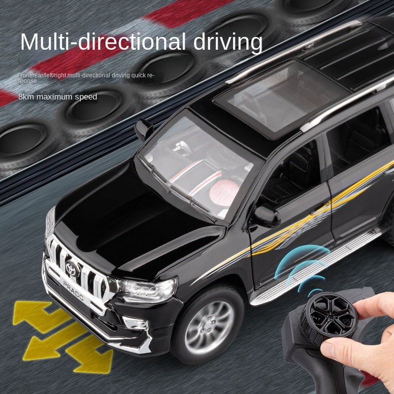 Toyota Land Cruiser Prado de control remoto a escala 1:24 con licencia de Chezhi, modelo de aleación fundida a presión. Control remoto con avance/retroceso, dirección y bocina. Colección de vehículos todoterreno.