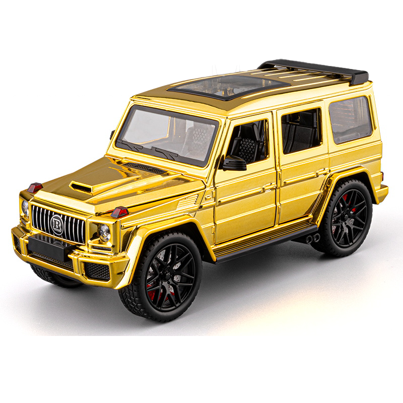 Chezhi 1:24 Chrome Edition Die-Cast Alloy Model - Compatible with Mercedes Brabus G63 - Feature-Packed with Opening Doors, Realistic Sound & Light, Pull-Back Action, Shock Absorption, Steering & Foldable Mirrors
