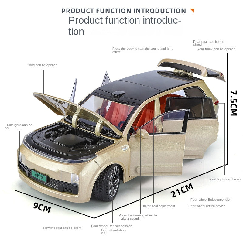 ZGTX 1:24 Scale Die-Cast Alloy Model Toy Compatible with Li Auto L9 - Opening Doors, Sound & Light, Pull-Back Function, Shock Absorption, Steering, Horn & Adjustable Seats - Smart Family SUV Collection