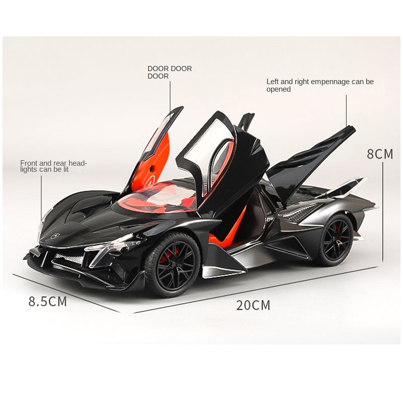 XHD 1:24 Scale Die-Cast Alloy Model Toy Compatible with Apollo Intensa Emozione - Smoke Effect, Opening Doors, Sound & Light, Pull-Back Function & Shock Absorption - Hypercar Collection