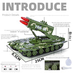 XHD 1:35 Scale TOS-1 Heavy Rocket Launcher Tank Die-Cast Alloy Battle Vehicle Model Toy - Smoke Effect, Ejectable Missiles, Sound & Light, Pull-Back Function - Military Vehicle Collection