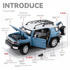 Chezhi 1:24 Licensed Toyota FJ Cruiser Die-Cast Alloy Model - Official Off-Road SUV with Opening Doors, Sound & Light, Pull-Back Action, Shock Absorption, Steering, Horn, Opening Fuel Cap & Foldable Mirrors
