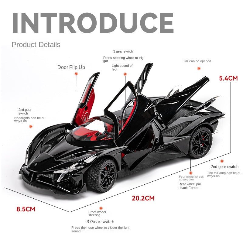 Chezhi 1:24 Scale Die-Cast Alloy Model Toy Compatible with Apollo Intensa Emozione - Opening Doors, Sound & Light, Pull-Back Function, Shock Absorption, Steering & Horn - Hypercar Collection
