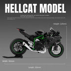 Jiaye 1:9 Die-Cast Alloy Model - Compatible with Kawasaki Ninja H2R - Track-Only Supercharged Hyperbike Replica with Realistic Sound & Light, Front Suspension, Functioning Handlebars & Chain-Driven Rear Wheel