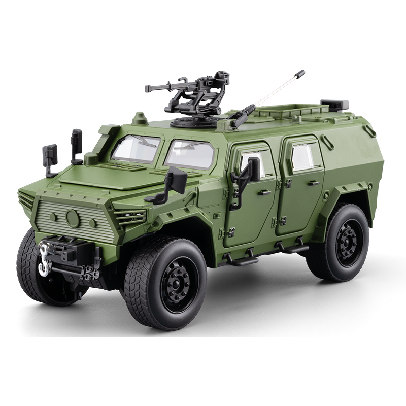 Chezhi 1:20 Armored Military Vehicle Alloy Model - Dongfeng Mengshi Style, with Extendable Winch, Opening Doors, Sound & Light, Pull-Back Action, Shock Absorption & Steering