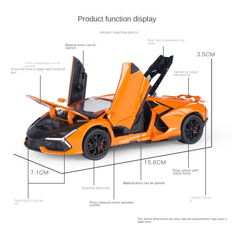 Jinchejiang 1:32 Scale Die-Cast Alloy Model Toy Compatible with Lamborghini Aventador - Opening Doors, Sound & Light, Pull-Back Function, Shock Absorption & Adjustable Rear Wing - Supercar Collection