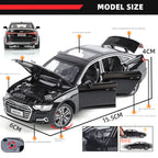 Haochi 1:32 Licensed Audi A6L Die-Cast Alloy Model - Official Executive Sedan with Opening Doors, Realistic Sound & Light, Pull-Back Action, Shock Absorption & Steering