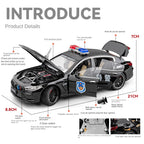 Chezhi 1:24 Die-Cast Alloy Model - Compatible with BMW M8 - Police Pursuit Vehicle with Opening Doors, Sound & Light, Pull-Back Action, Shock Absorption, Steering, Foldable Mirrors & Opening Fuel Cap