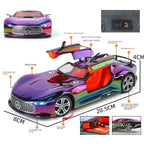 XHD 1:24 Chrome Edition Die-Cast Alloy Model - Compatible with Mercedes-AMG Vision GT Concept Car - Feature-Packed with Opening Doors, Realistic Sound & Light, Pull-Back Action, Shock Absorption & Steering