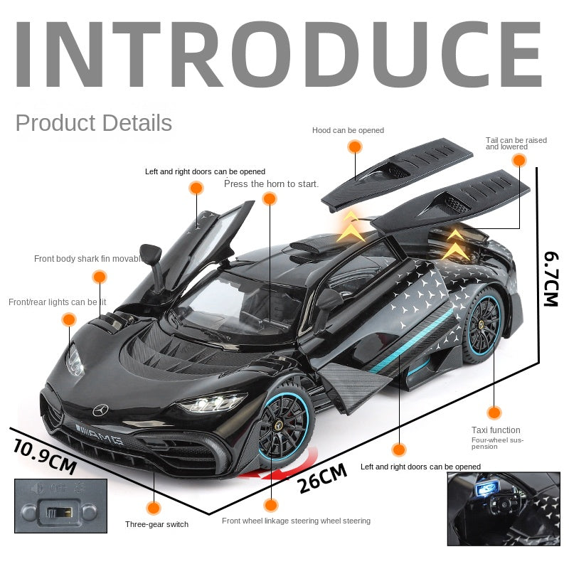 Jin Lifang 1:18 Die-Cast Alloy Model - Compatible with Mercedes-AMG ONE - F1 Hybrid Hypercar with Opening Doors, Sound & Light, Shock Absorption, Interactive Steering Wheel & Adjustable Rear Wing