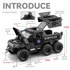 Chezhi 1:32 Scale Die-Cast Alloy Model Toy Compatible with 6x6 Conqueror Police Vehicle - Police Lights & Siren, Opening Doors, Sound & Light, Pull-Back Function, Openable Sunroof & Removable Rear Cover - Law Enforcement Vehicle Collection