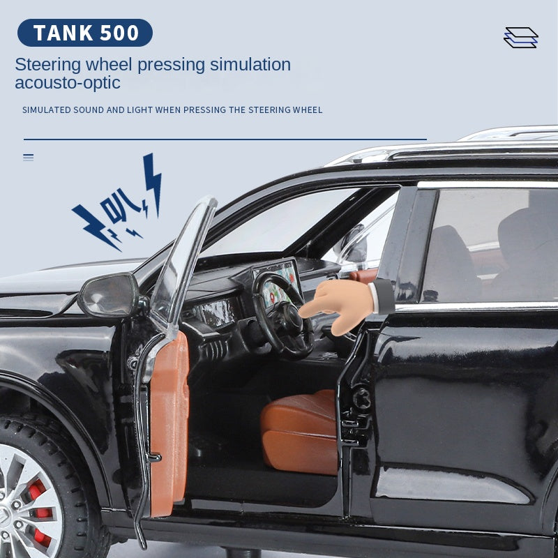 ZGTX 1:24 Die-Cast Alloy Model - Compatible with Tank 500 Hi4-T - Luxury Off-Road Hybrid SUV with Opening Doors, Sound & Light, Pull-Back Action, Shock Absorption, Steering & Foldable Mirrors