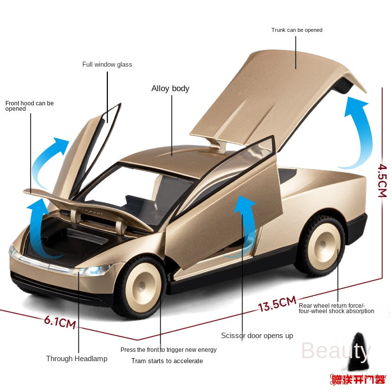 XHD 1:32 Scale Die-Cast Alloy Model Toy Compatible with Tesla Robotaxi - Opening Doors, Sound & Light, Pull-Back Function & Shock Absorption - Autonomous Vehicle Collection