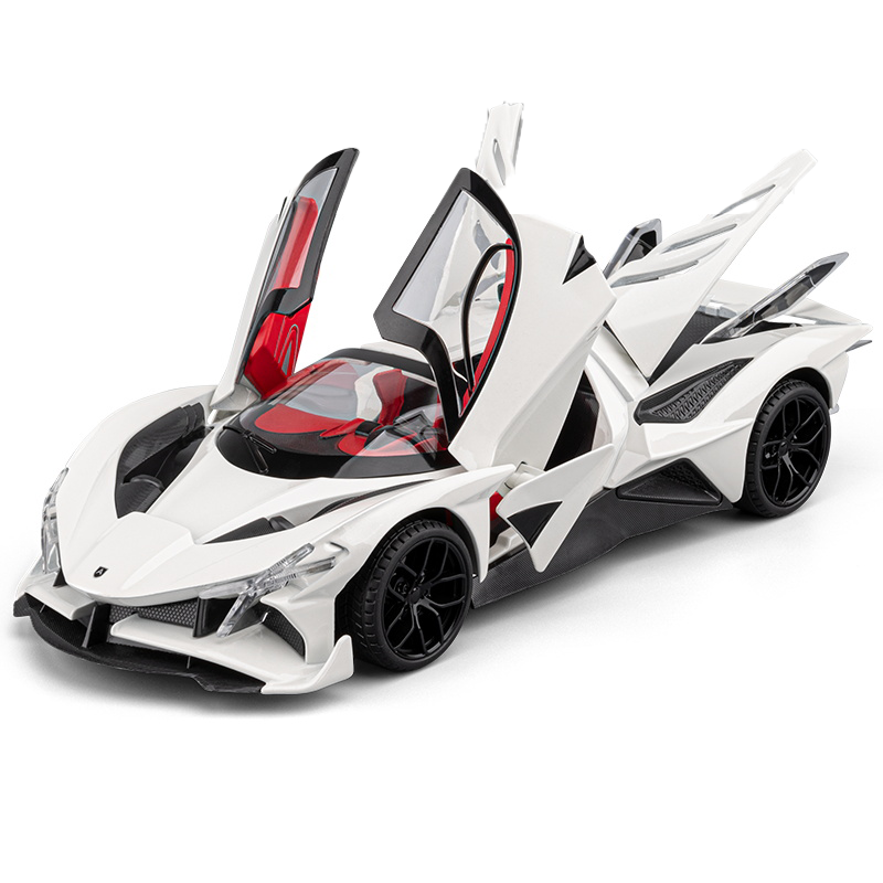 Chezhi 1:18 Die-Cast Alloy Model - Compatible with Apollo Evo Hypercar - Feature-Packed with Opening Doors, Realistic Sound & Light, Pull-Back Action, Shock Absorption & Interactive Steering Wheel with Functional Linkage and Horn Sound