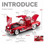 Chezhi 1:24 Scale Coca-Cola Livery Edition Die-Cast Alloy Model Toy Compatible with Mercedes-Benz 300SL - Opening Doors, Sound & Light, Pull-Back Function, Shock Absorption, Steering & Horn - Classic Sports Car Collection