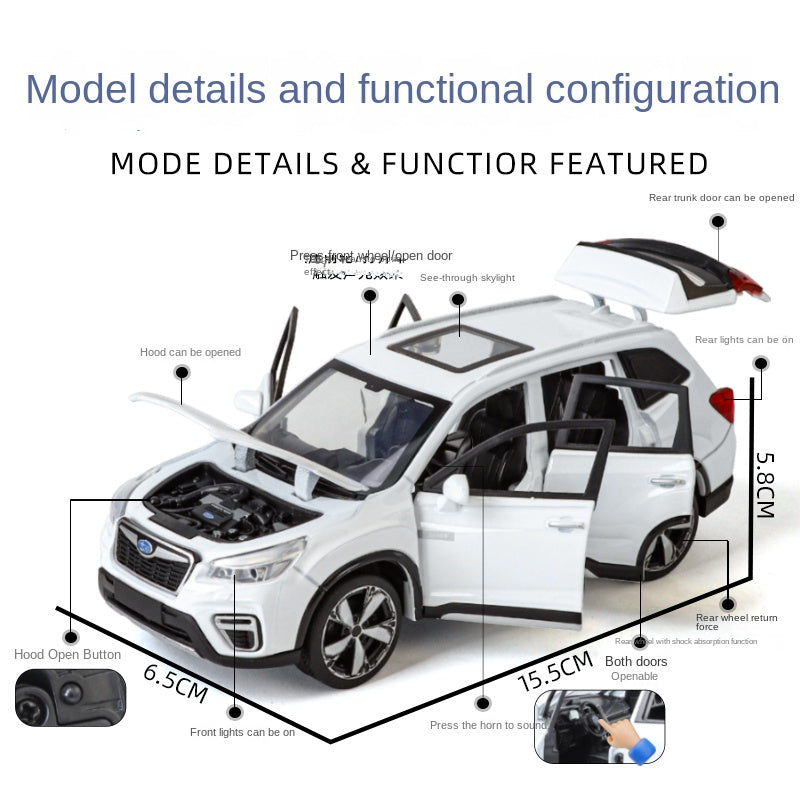 Qiyi 1:30 Scale Licensed Subaru Forester Die-Cast Alloy Model Toy - Opening Doors, Sound & Light, Pull-Back Function, Shock Absorption & Horn - Official SUV Collection