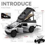 Chezhi 1:32 Die-Cast Alloy Model - Compatible with  Tesla Cybertruck Camping RV with Mini Motorcycle, Opening Doors, Sound & Light, Pull-Back Action & Shock Absorption