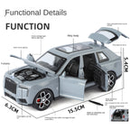 Juguete modelo Jinglifang de aleación fundida a presión a escala 1:32 compatible con Rolls-Royce Cullinan. Puertas que se abren, sonido e iluminación, función de retroceso con paraguas. Colección SUV de lujo.