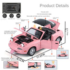 XHD 1:24 Scale Die-Cast Alloy Model Toy Compatible with Mazda MX-5 - Removable Soft Top, Opening Doors, Sound & Light, Pull-Back Function, Shock Absorption, Steering & Horn - Roadster Collection