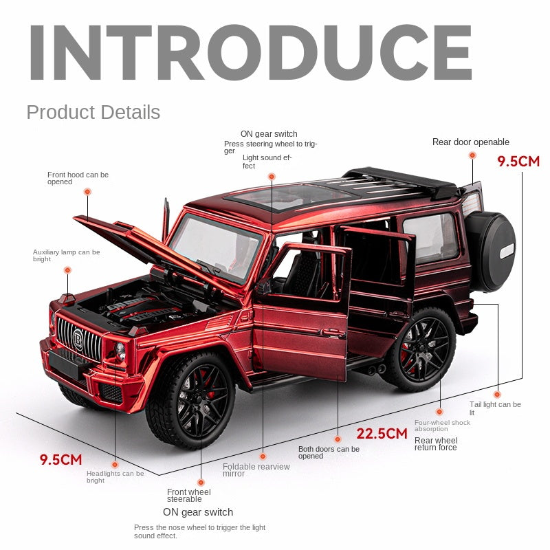Chezhi 1:24 Chrome Edition Die-Cast Alloy Model - Compatible with Mercedes Brabus G63 - Feature-Packed with Opening Doors, Realistic Sound & Light, Pull-Back Action, Shock Absorption, Steering & Foldable Mirrors