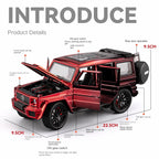 Chezhi 1:24 Chrome Edition Die-Cast Alloy Model - Compatible with Mercedes Brabus G63 - Feature-Packed with Opening Doors, Realistic Sound & Light, Pull-Back Action, Shock Absorption, Steering & Foldable Mirrors