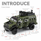 Chezhi 1:24 Licensed “Sabertooth” Armored Riot Control Vehicle Die-Cast Alloy Model - Official Police Tactical Vehicle with Extendable Winch, Foldable Running Board, Opening Doors, Sound & Light, Pull-Back Action, Shock Absorption & Steering