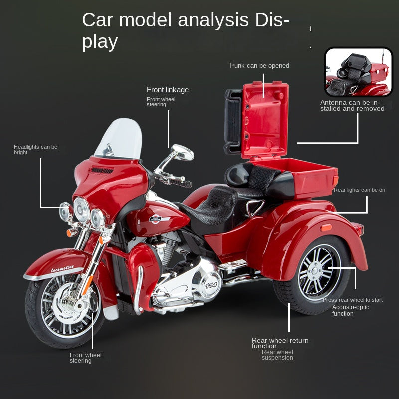 ZGTX 1:9 Scale Die-Cast Davidson Alloy Motorcycle Model Toy - Sound & Light, Pull-Back Function, Shock Absorption & Steering - Cruiser Motorcycle Collection