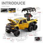 Chezhi 1:24 Die-Cast Alloy Model - Compatible with Dodge Ram Mammoth - Off-Road Pickup Truck with Truck Bed, Roof Rack & Tools, Opening Doors, Sound & Light, Pull-Back, Shock Absorption, Winch & Foldable Mirrors
