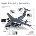 Chezhi 1:180 Licensed Xian Y-20 "Kunpeng" Die-Cast Alloy Model - Official Military Transport Aircraft with Display Stand, Opening Cargo Door, Retractable Nose Gear, Movable Control Surfaces, Sound & Light & Pull-Back Action