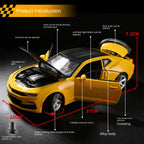 Black Mamba 1:18 Scale Licensed Chevrolet Camaro Die-Cast Alloy Static Model - Opening Doors, Shock Absorption, Steering, Adjustable Seats & Foldable Mirrors - Muscle Car Collection
