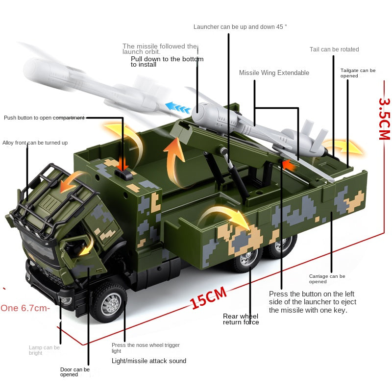 XHD 1:35 Scale FL-10 Loitering Munition Launch Vehicle Die-Cast Alloy Model Toy - Opening Doors, Sound & Light, Pull-Back Function - Military Drone Collection